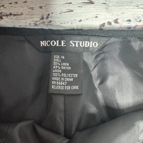 Vintage Linen Blend Black Watermelon Ankle Pants 14 - Picture 2 of 3